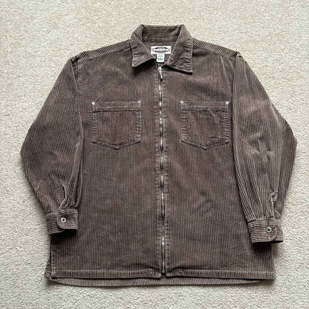 Corduroy Jacket Mens Medium Brown Full Zip Shirt Shack Sonoma Jean Company